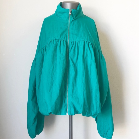 Free People Balloon Green Bomber Zip Up Jacket - Picture 4 of 8